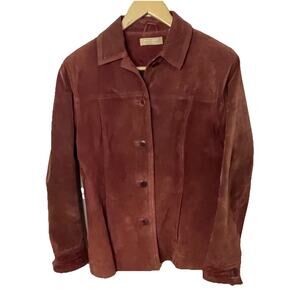 Kate Hill Vintage 90s Rust Red Suede Leather Jacket Shacket Woman’s Sz 6P Boho